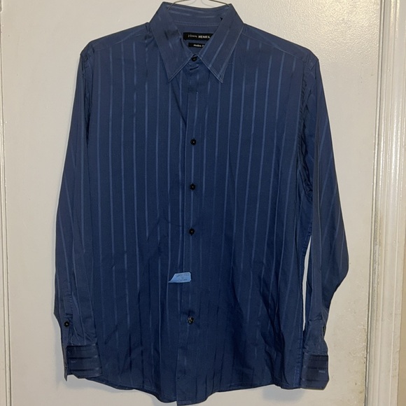 John Henry | Modern Fit | Navy Blue | long sleeve button down dress shirt Size L - Picture 1 of 9